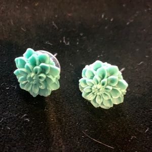 Green flower earrings